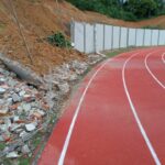 Dinding Beton Stadion Roboh 16 Meter, Perbaikan Menunggu Cuaca dan Alat Berat