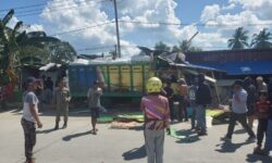 Pecah Ban, Truk Bermuatan Rumput Laut Tabrak Warung Herbal