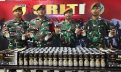 TNI AD Amankan 188 Keleng Miras Ilegal di Wilayah Perbatasan Nunukan-Malaysia