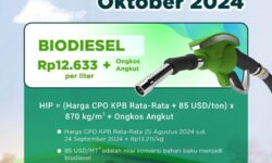 Harga HIP BBN Biodiesel Oktober 2024 Senilai Rp12.633 per Liter