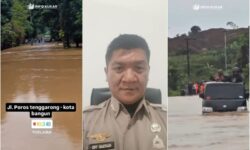 Arus Deras Genangi Jalan Km 40 Kota Bangun, Dondang Juga Terdampak Banjir
