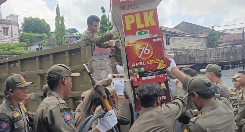 Operasi Terpadu Satpol PP Angkut Belasan POM Mini Tak Berizin Balikpapan