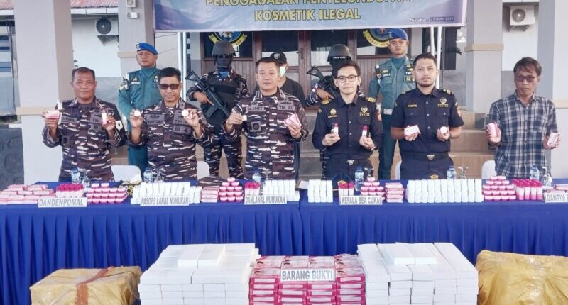 TNI AL Nunukan Gagalkan Penyelundupan 1.832 Item Kosmetik dari Malaysia ke Sebatik